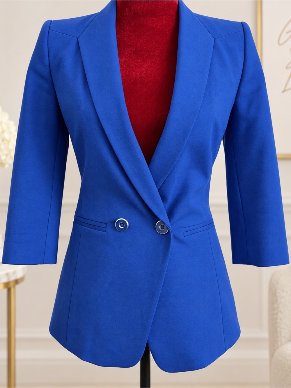 Ted Baker Cobalt Blue Double-Breasted Blazer 0-2